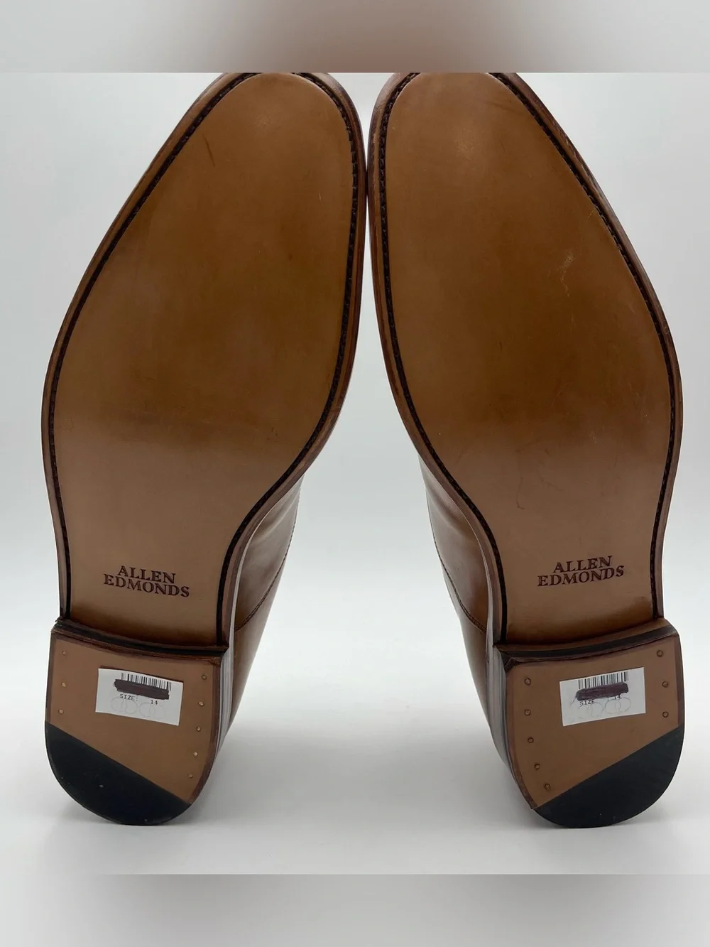ALLEN EDMONDS SZ 14D Brady Walnut Leather Cap Toe Oxfords Shoes MSRP $450